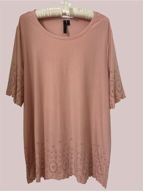 Allie & Rob Blush Pink Laser-Cut Short Sleeve Tunic